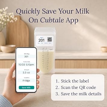 Cubtale Smart Milk Bag Labels Breast Milk Expiration, Inventory & Storage Tracking with QR Code Caregiver Access to Breastfeeding Details 500 Consecutively Numbered Self-Adhesive Labels