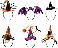 Vista 1 de CHOIEO 6 diademas de sombrero de bruja de Halloween – Calabaza araña murciélago diademas Cosplay disfraz