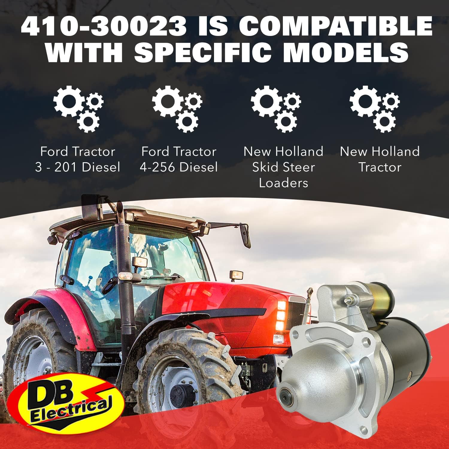DB Electrical 410-30023 Compatible with/Replacement for Case 580G Construction King, Ford 3230 1990-1993, 3430 1990-1998, 3900 1975-1981, 3930 1990-1999, 4630 1990-1999, 4830 1990-1994 16608N-M50