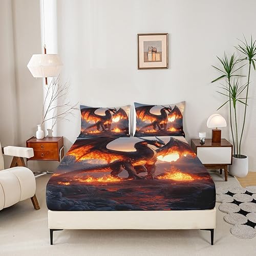 Miniatura 8 de Erosebridal Sábana bajera ajustable de dinosaurio de dibujos animados para niñas, diseño de animales y vida silvestre, funda de cama floral kawaii,