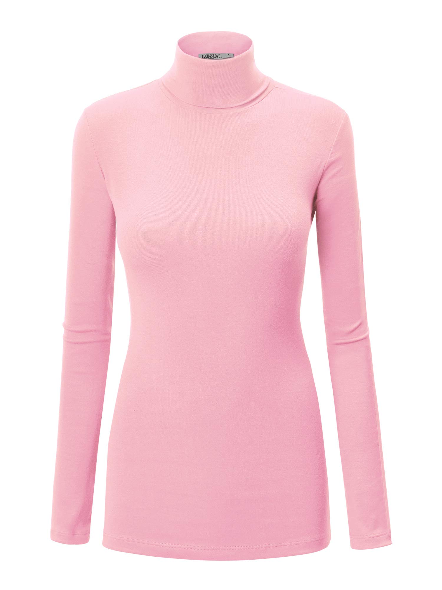 Lock and Love Women's Turtleneck Top Lightweight Long Sleeve Slim Fit Pullover, Soft Rayon Stretch Layering Basic, S-3XL