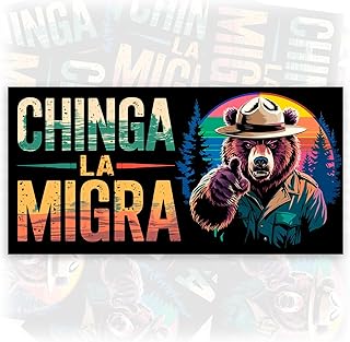 Chinga La Migra | Bumper Sticker or Car Magnet | Bear Foxtrot Delta Tango Mexican Vintage Magnetic Bumper for Trucks Cars [7.5x3.75]