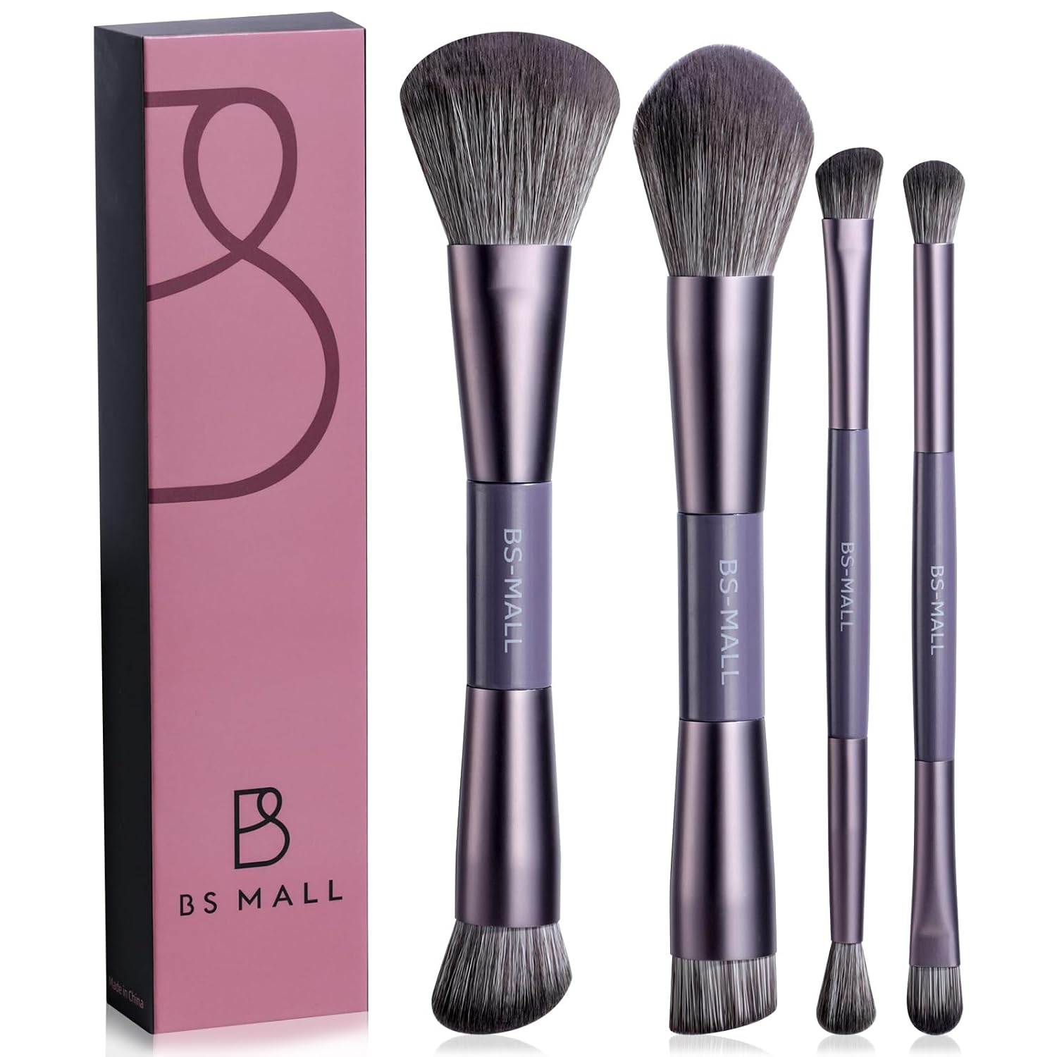BS-MALL Portable Double-ended Makeup Brush Set – Luxury Eyeshadow & Foundation Brushes