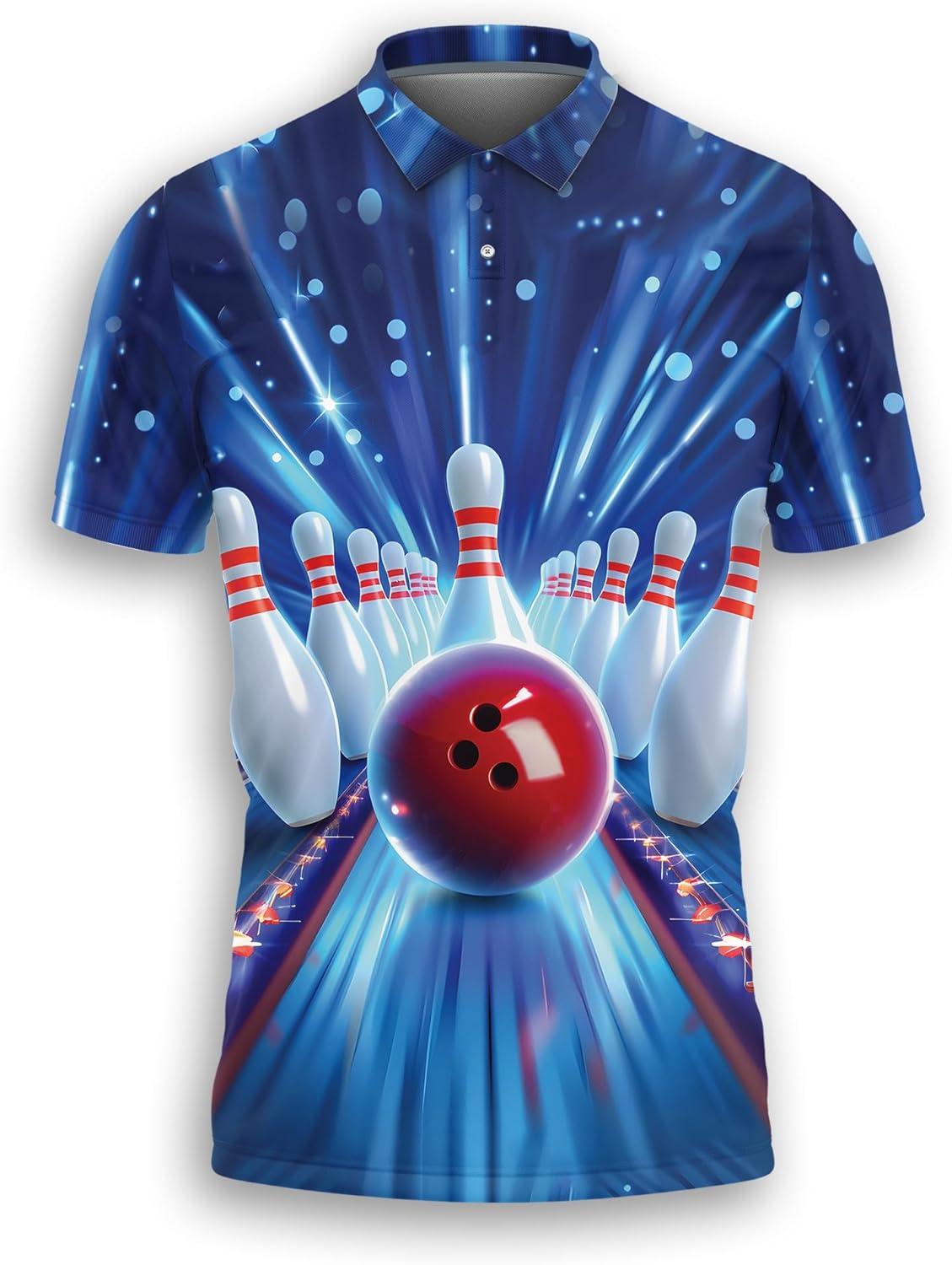 Bowling Ball Polo Shirts for Men- Golf Moisture Wicking Dry Fit Short Sleeve Polo Shirts S10