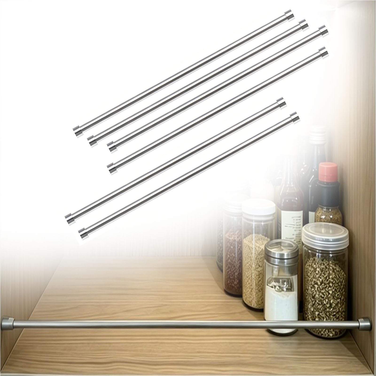 Bloque-objets étagère bois anti-basculement : lot de 6 barres de sécurité (35 cm)