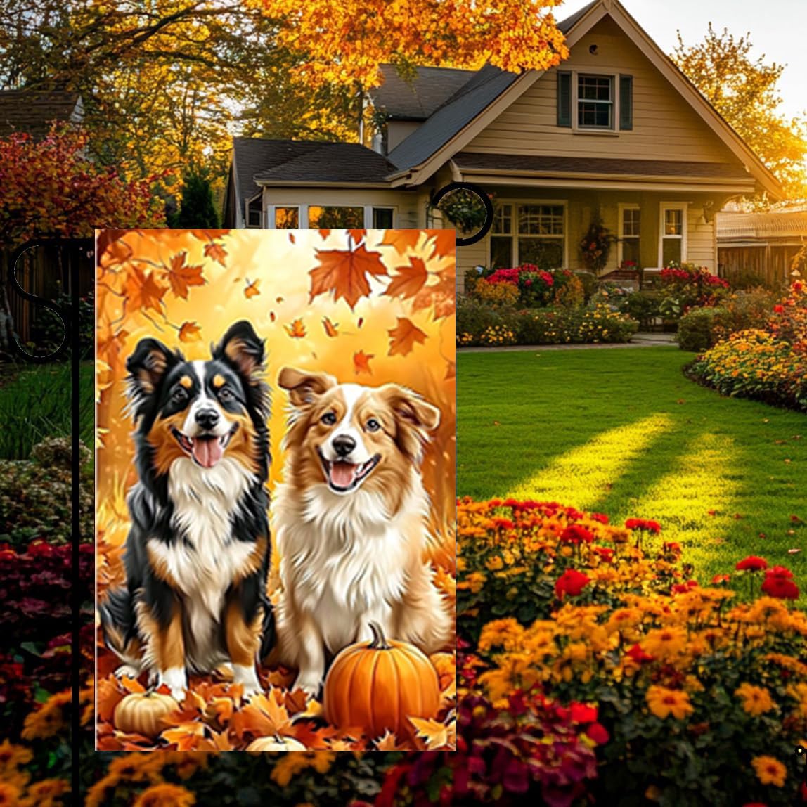 Hzppyz Gartenflagge 'Happy Fall Y'all' – 12x18" Doppelseitig Bedruckt Mit Kürbis & Leopardenmuster, Wetterfest Für Herbst-Deko Auf Veranda & Rasen