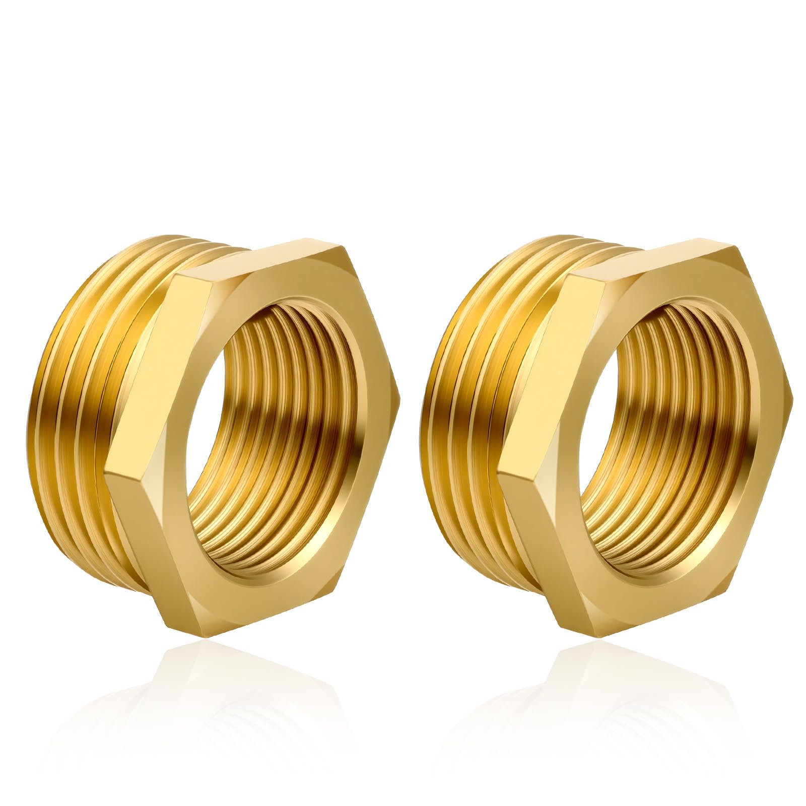 Flintronic 2 Piezas Acoplamiento Reductor Latón 1/2" a 3/4" BSP Buje Hexagonal Conector para Tuberías de Agua
