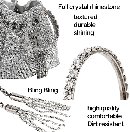 Miniatura 3 de BBTTful Bolsos de hombro cruzados bolsos de mano con cristales de noche plata para mujeres y niñas boda graduación fiesta club brillante brillante