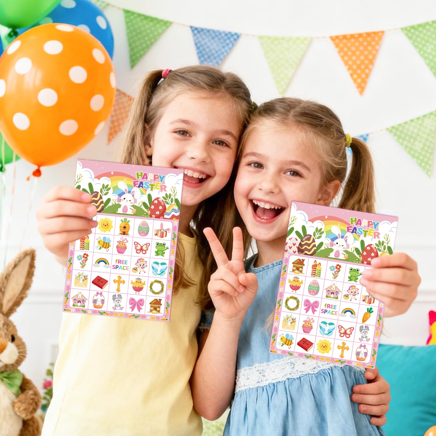 Set Giochi Bingo Pasquale per 24 Giocatori,38 Pezzi Arte Giochi Bingo Pasquali Gadget Compleanno