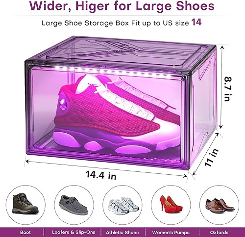 Miniatura 4 de Organizador de almacenamiento de zapatos para armario, estante plegable para cajas de zapatos, paquete de 2, contenedor apilable de plástico