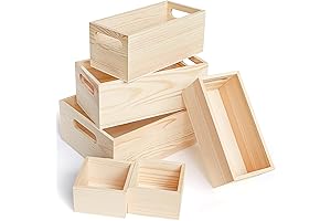 6 Pack Rustic Wooden Box for Decoration and Storage