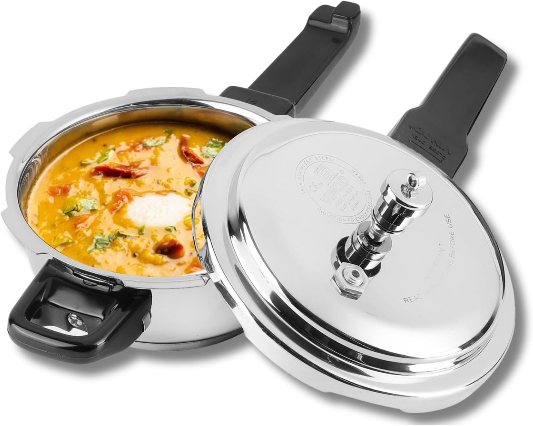 Stainless Steel Pressure Cooker 2 Litres | Also use as Deep Fry pan | Sandwich Bottom | Induction and Gas Stove Friendly | 2 Years Warranty | ISI and CE certified | Silver
