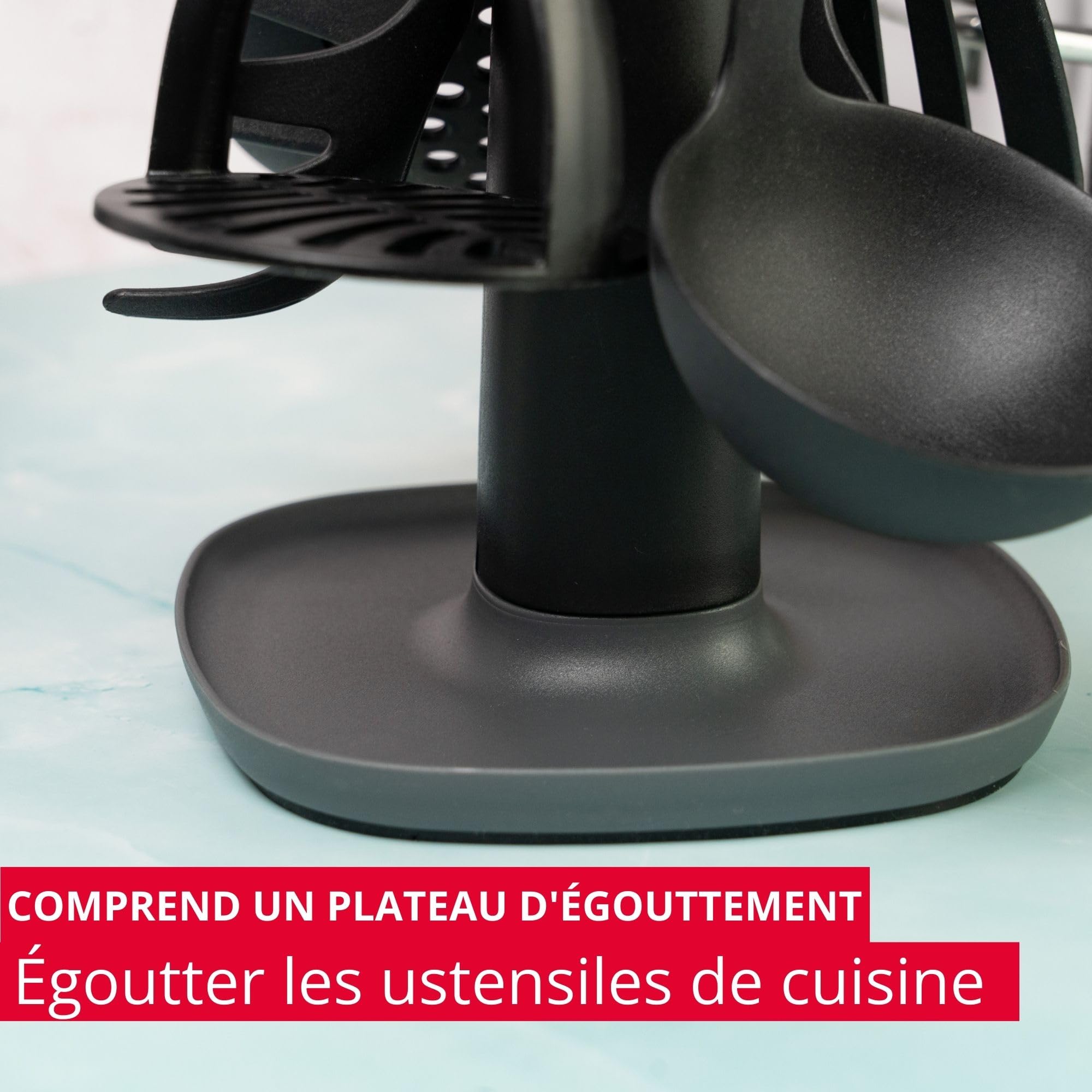 Westmark Ustensiles de Cuisine - Support Rotatif Souple avec Presse-Purée, Cuillère à Friture et Légumes, Cuillère à Spaghetti, Louche, Écumoire et Spatule - Multicolore, 7 Pièces