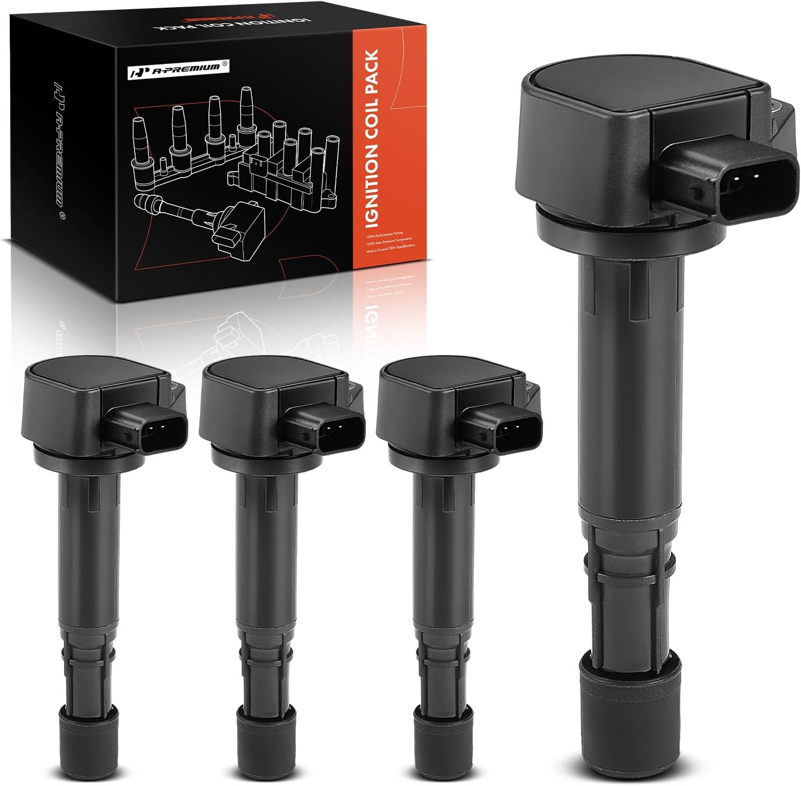 A-Premium Engine Ignition Coil Pack for Honda Accord 2004-2007, Civic 2001-2005 & Acura MDX 2001-2009 Saturn Vue 2004-2007 1.7L 3.5L 4 Pack