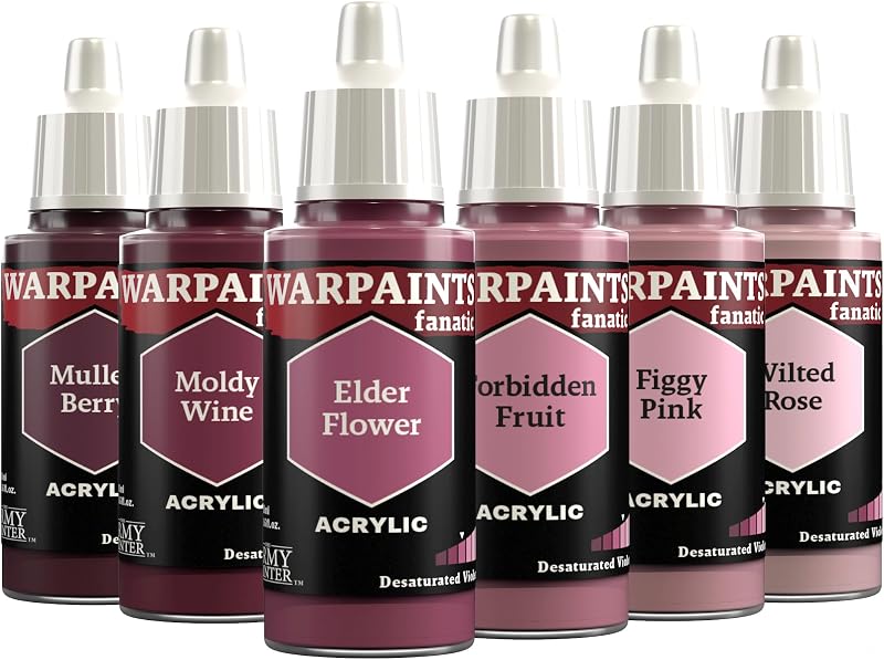 El pintor del ejército, violetas desaturadas de la tríada flexible fanática de Warpaints | Juego de pintura acrílica en miniatura para modelos Hobby, de calidad, 6x18ml, para figuras Dnd y Warhammer 40K