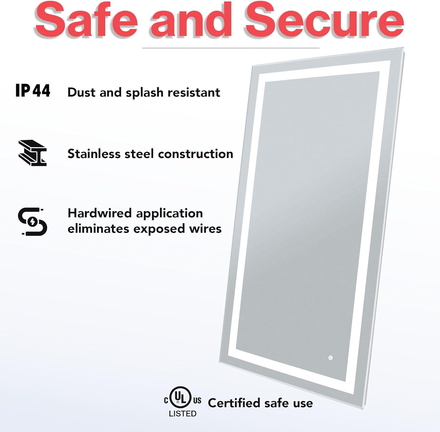 WarmlyYours LED Lighted Mirror 48 x 24 in. Bathroom Vanity Mirror with Lights, Frameless Design, Wall-Mounted, Ideal for Bathroom Decor or Bedroom