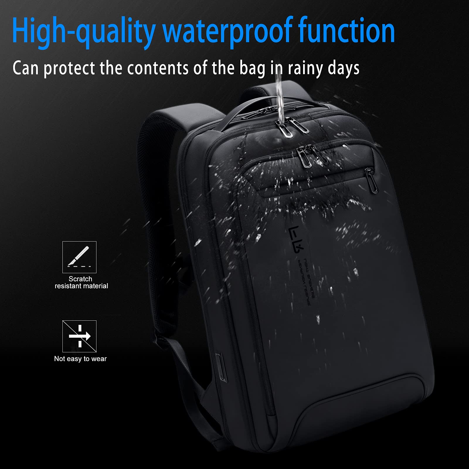 FENRUIEN 15.6 Inch Slim Laptop Backpack for Men Business Lightweight Work Travel College Backpack for Computer Notebook with USB Charging Port, Waterproof Book Bag for School