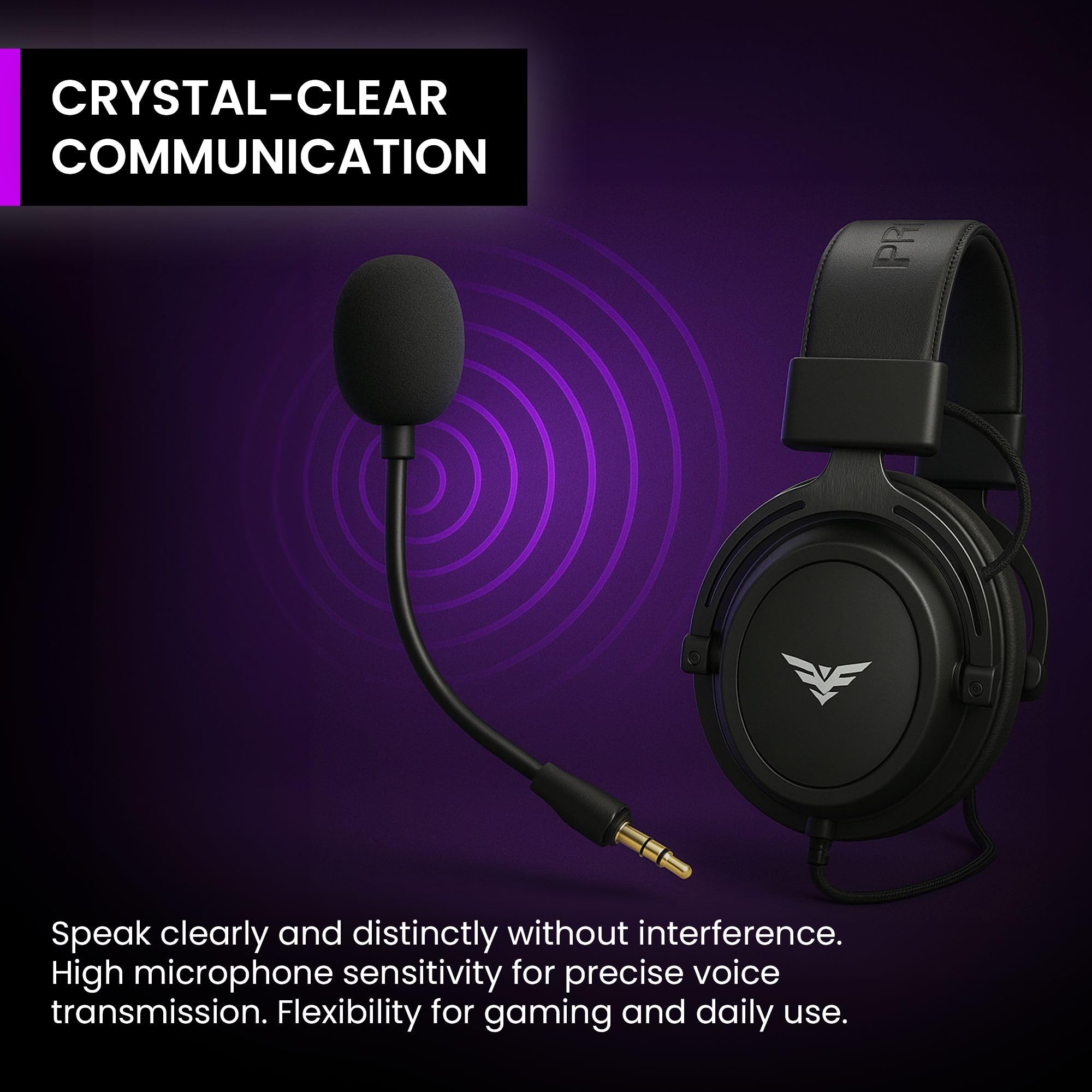 PREYON Cuffie Gaming PS5 con Filo e Microfono Headset per PC Xbox Musica PS4 - Headphones Accessori Cavo Jack USB Over Ear Stereo Surround Padiglioni Morbidi Streaming E-sport - Storm Fly II Nero