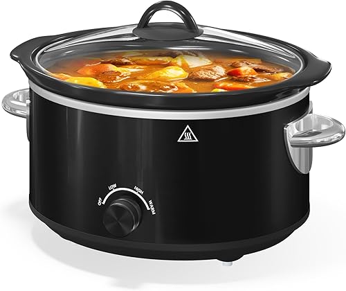 Miniatura 2 de HEYNEMO Olla de cocción lenta de 4 cuartos de galón, pequeña olla de cocción lenta con 3 ajustes de cocción, olla de cerámica apta para