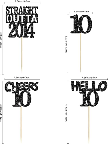 Miniatura 2 de Gyufise 24 piezas Straight Outta 2013 Decoración para cupcakes con purpurina de diez felices 10 magdalenas, saludos a 10 años, decoraciones de