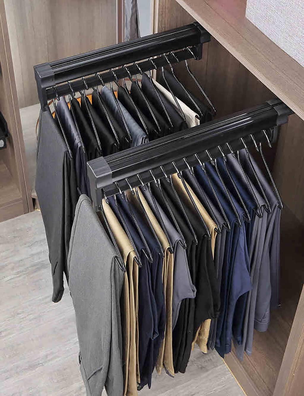 Riel para Ropa Extensible Barra para Colgar del Armario Negro Extraíble Estante Organizador de Guardarropa para Ahorro de Espacio 26-51cm Ajustable (Tamaño : 31cm/12.2in)