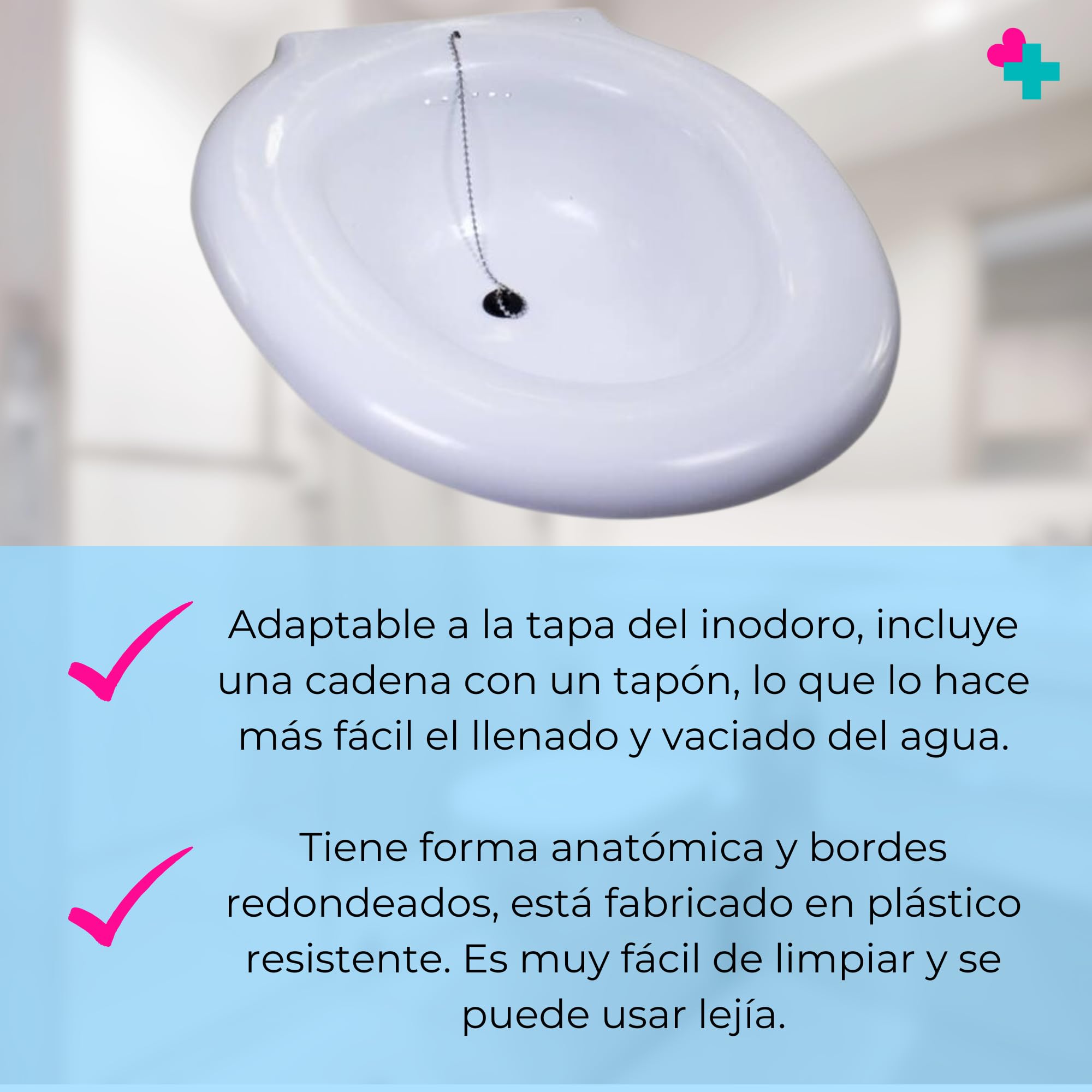 Bidet Portátil para WC 3,5 Litros | Adaptador Higiénico para Inodoro con Tapón de Vaciado | Bidet Sanitario Universal para Adultos, Mayores, Embarazo, Postparto y Movilidad Reducida