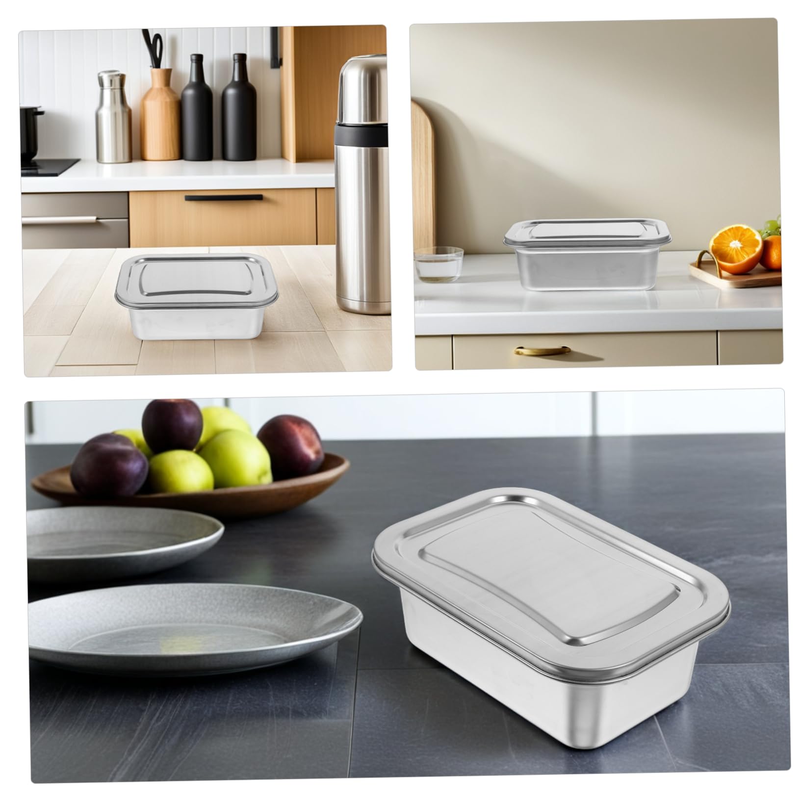 2 Pezzi contenitori per la conservazione nel congelatore contenitori ermetici per alimenti con coperchi Silver