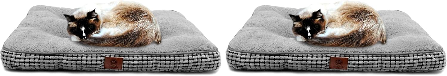 AMERICAN KENNEL CLUB AKC706GRAY AKC Small Pixel Crate Dog Pet Bed, Gray, 24 inch by 17 inch (Pack of 2)