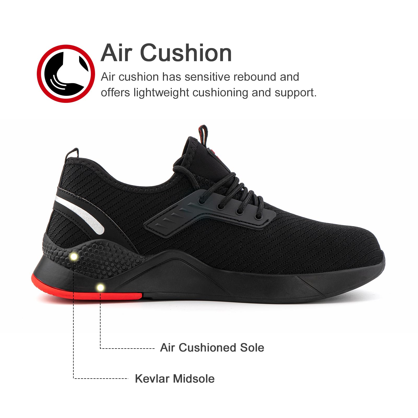 Hitmars Scarpe Antinfortunistiche Uomo Donna Leggere Scarpe da Lavoro con Punta in Acciaio Sportive di Sicurezza Sneaker Antiscivolo Scarpe da Cantiere EU 36-45