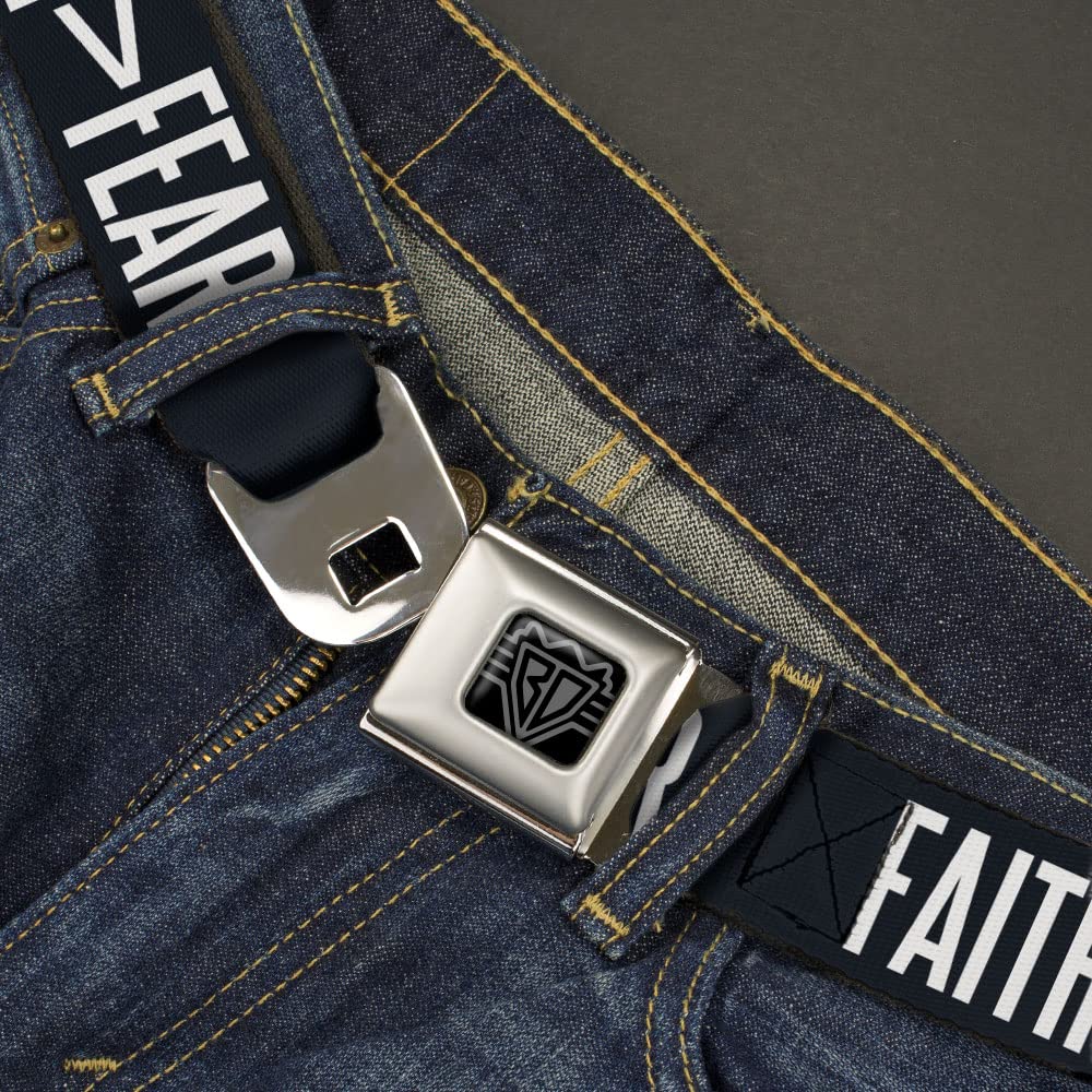 Buckle-Down Belt, Seatbelt Buckle Belt, Faith Greater Than Fear Navy Blue White, Youth 20 to 36 Inches