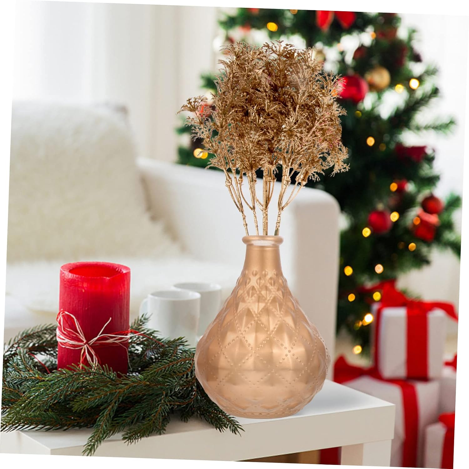 Zerodeko 12pcs Christmas Glitter Picks for Wreaths and Centerpieces Artificial Greenery Decoration for Holiday Decor Festive Floral Arrangements Christmas Tree