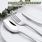40 Piece Silverware Set for 8, Terlulu Stainless Steel Flatware Set, Mirror Polished Cutlery Set Utensil Set, Tableware Include Forks Spoons Knives for Home Restaurant, Beaded Handle, Dishwasher Safe