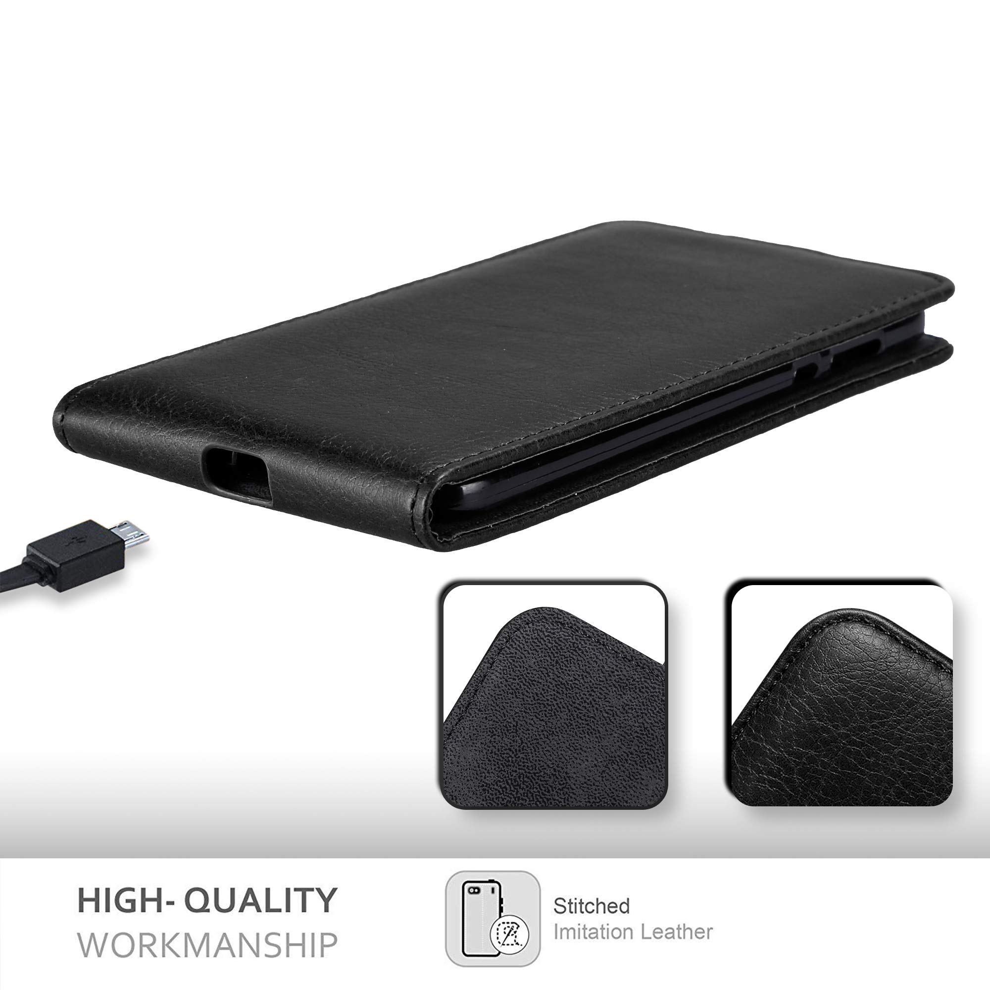 Cadorabo Custodia Flip In Similpelle Per Motorola MOTO Z2, Colore Nero Di Notte, Cover Con Chiusura Magnetica E Slot Per Carte