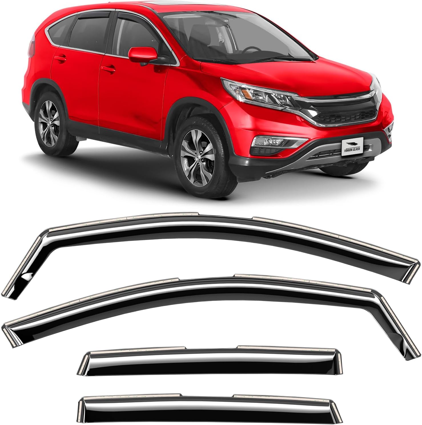 Voron Glass in-Channel Extra Durable Rain Guards for Honda CR-V (CRV) 2012-2016, Window Deflectors, Vent Window Visors, 4 Pieces - 200736
