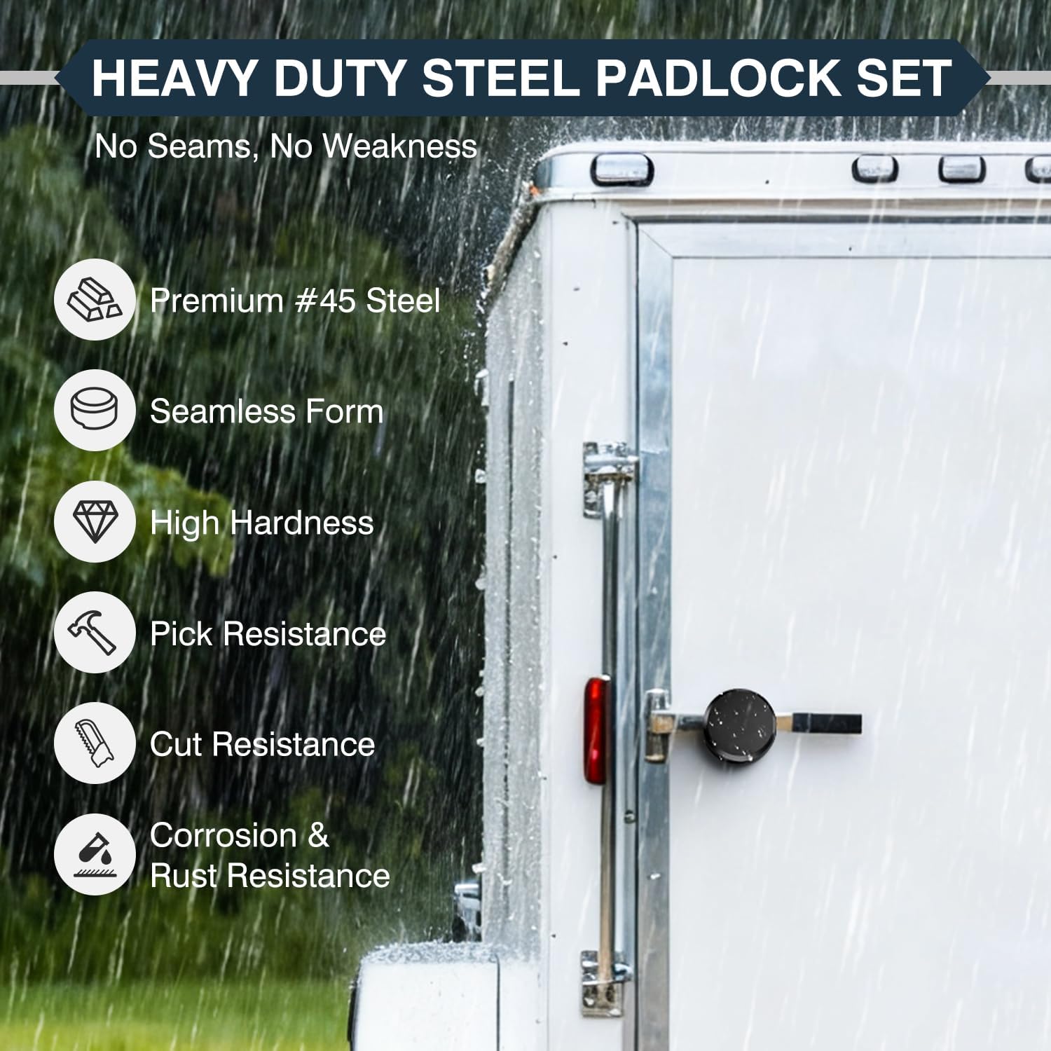 IRONWALLS 4-Pack Puck Locks Keyed Alike, Heavy Duty Hidden Shackle Padlocks with Keys, Black Steel Round Puck Lock for Trailer Door Hasp, Shackle Opening Size 1.7"(L) x0.6(H) x1.2(D), Without Hasp