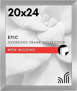 Americanflat 20x24 Picture Frame with Polished Plexiglass - Silver Picture Frame - Wide Photo Frames Made of Engineered Wood for Vertical or Horizontal Wall Display - Epic Collection - Silver