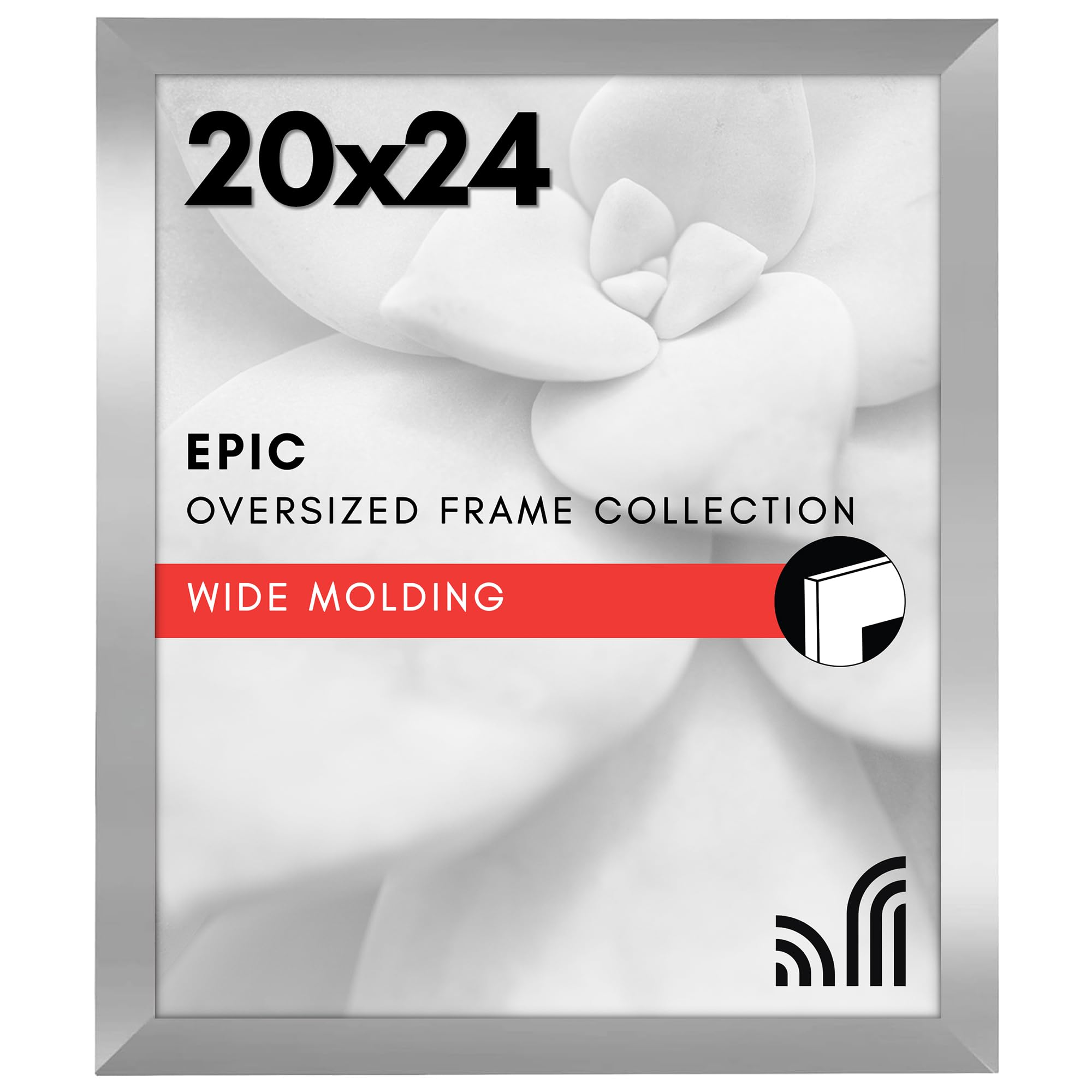 Americanflat 20x24 Poster Frame - Silver Engineered Wood with Polished Plexiglass - Wide Picture Frame for Vertical or Horizontal Wall Display - Epic Collection - Silver