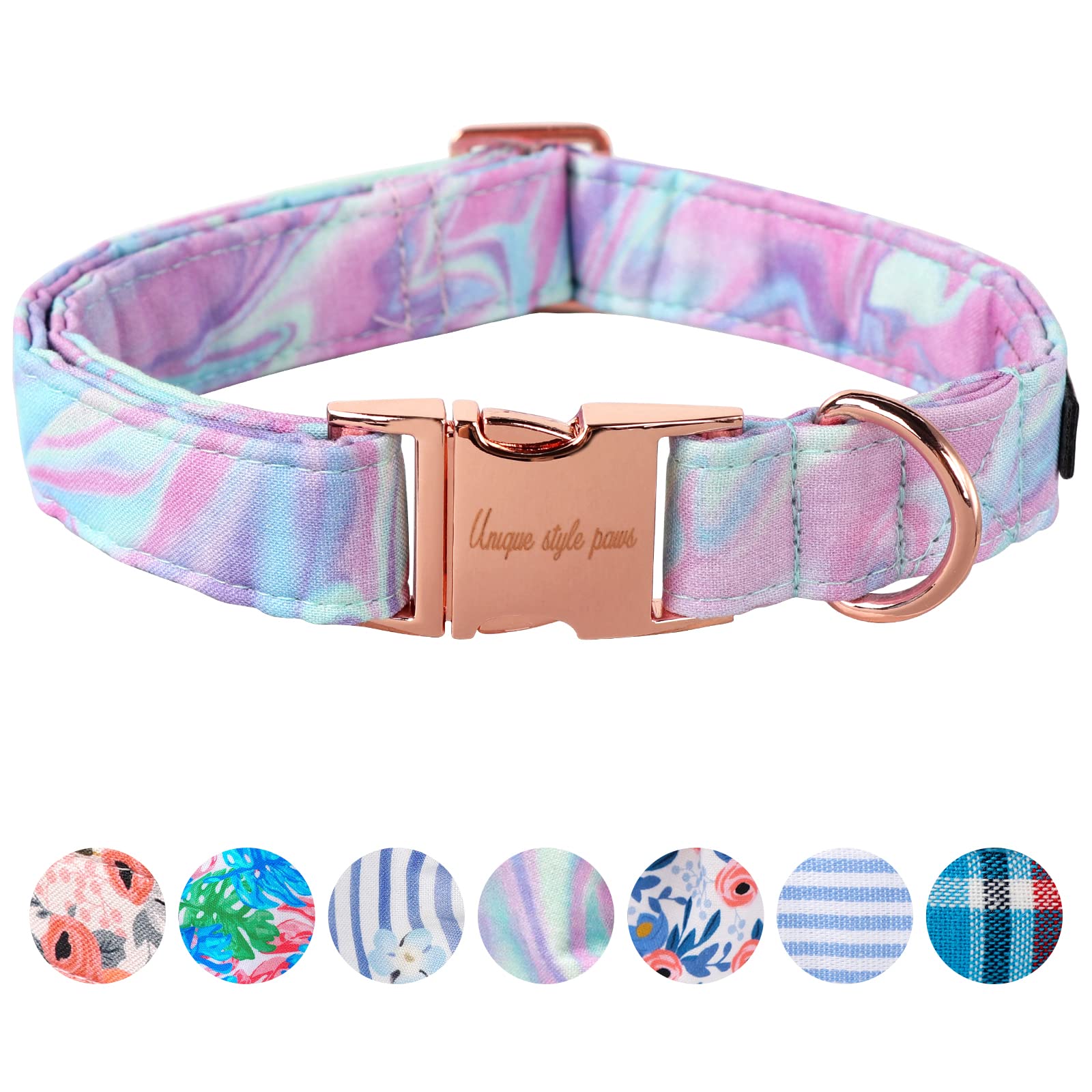 Unique style paws Dog Collar Metal Buckle Purple Blending Collar Gift Durable Cute Collar for Small Medium Large Boys Girls Dogs