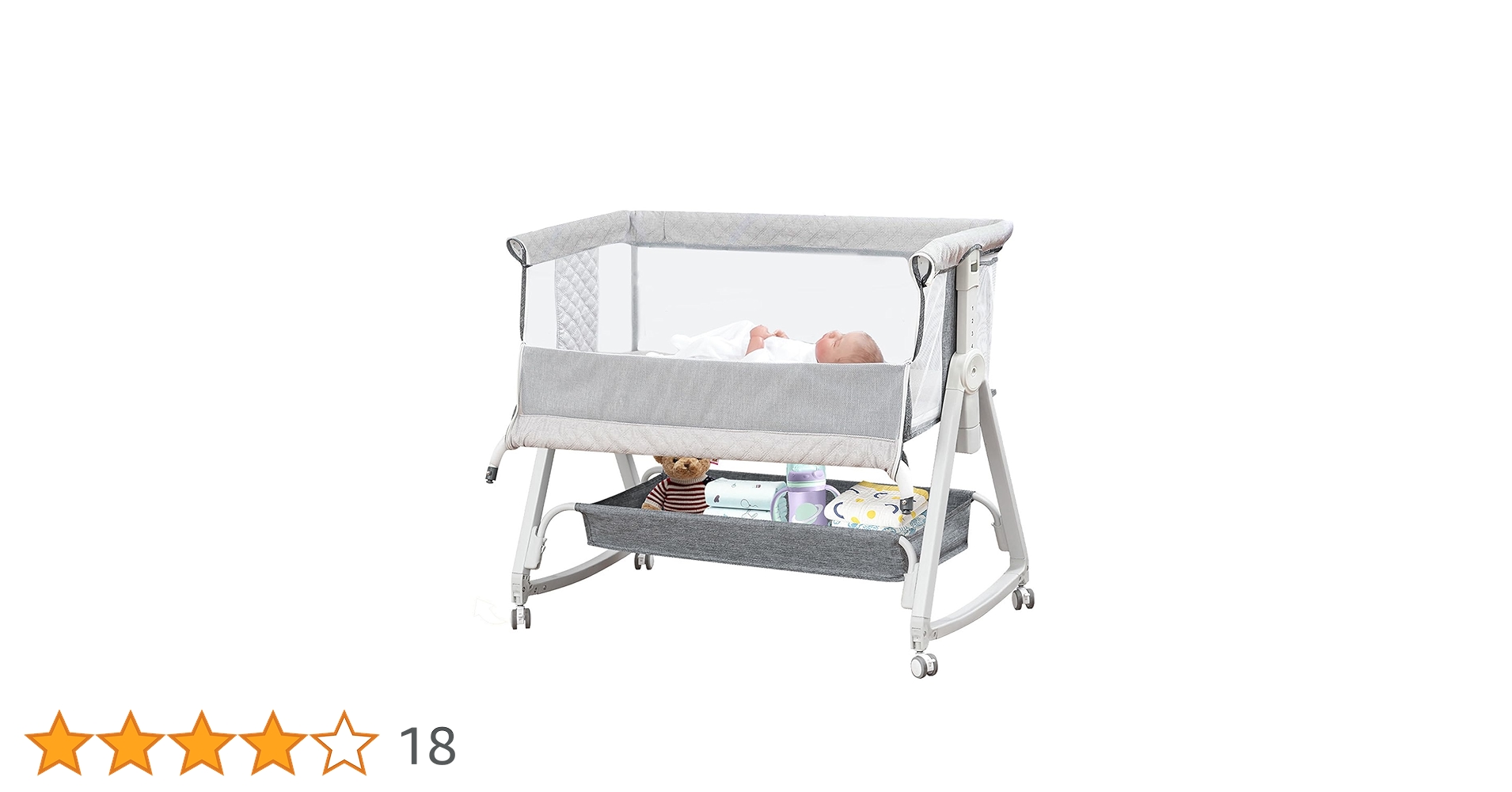 ベビーベッド 添い寝　グレー 乳児用　多機能 高さ6段階調節可能 キャスター付き Amazon.co.jp: ベビーベッド 添い寝ベッド グレー 乳児用ベッド