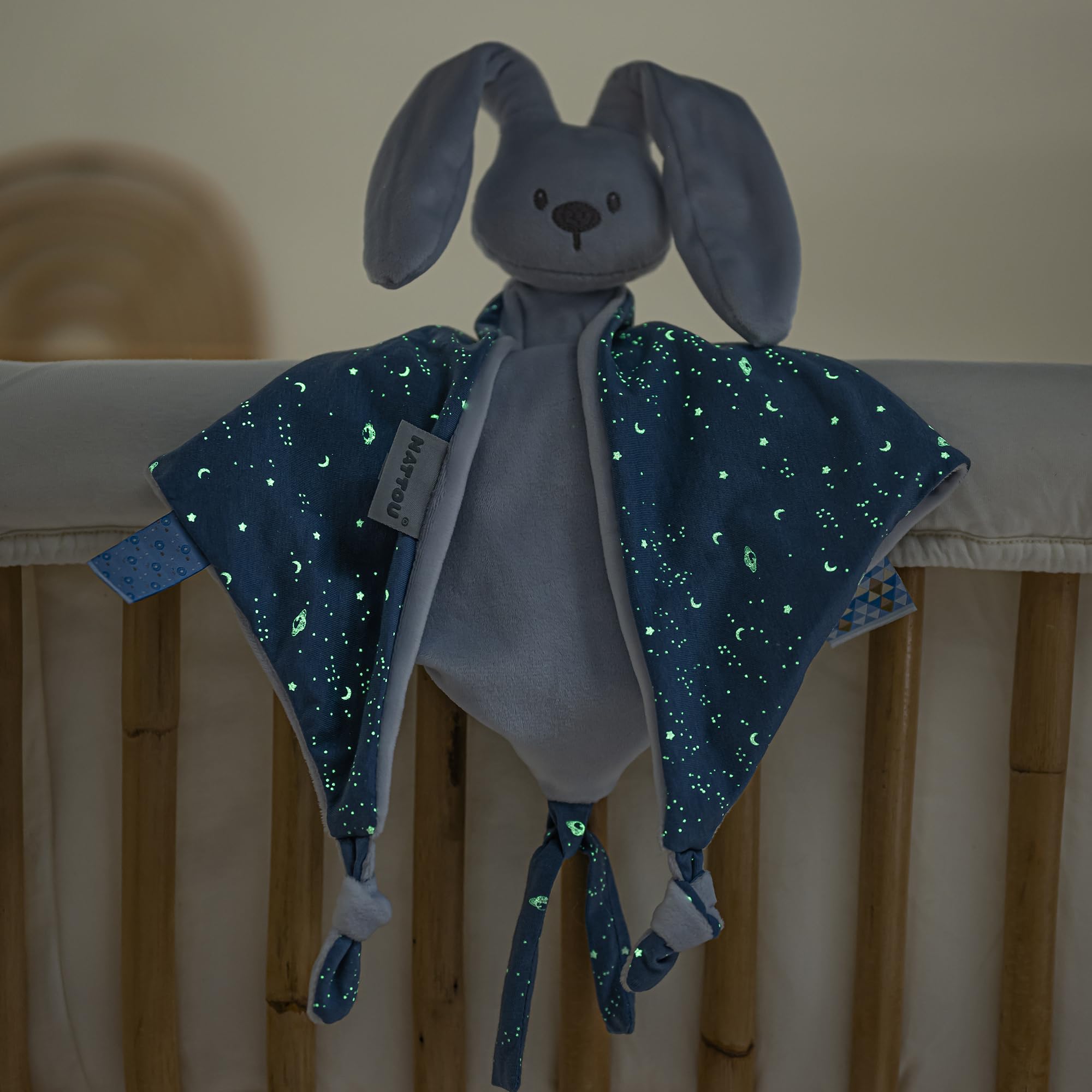 Nattou Big Comforter Doudou Królik LAPIDOU, 65 cm, Lapidou Pastel Blue