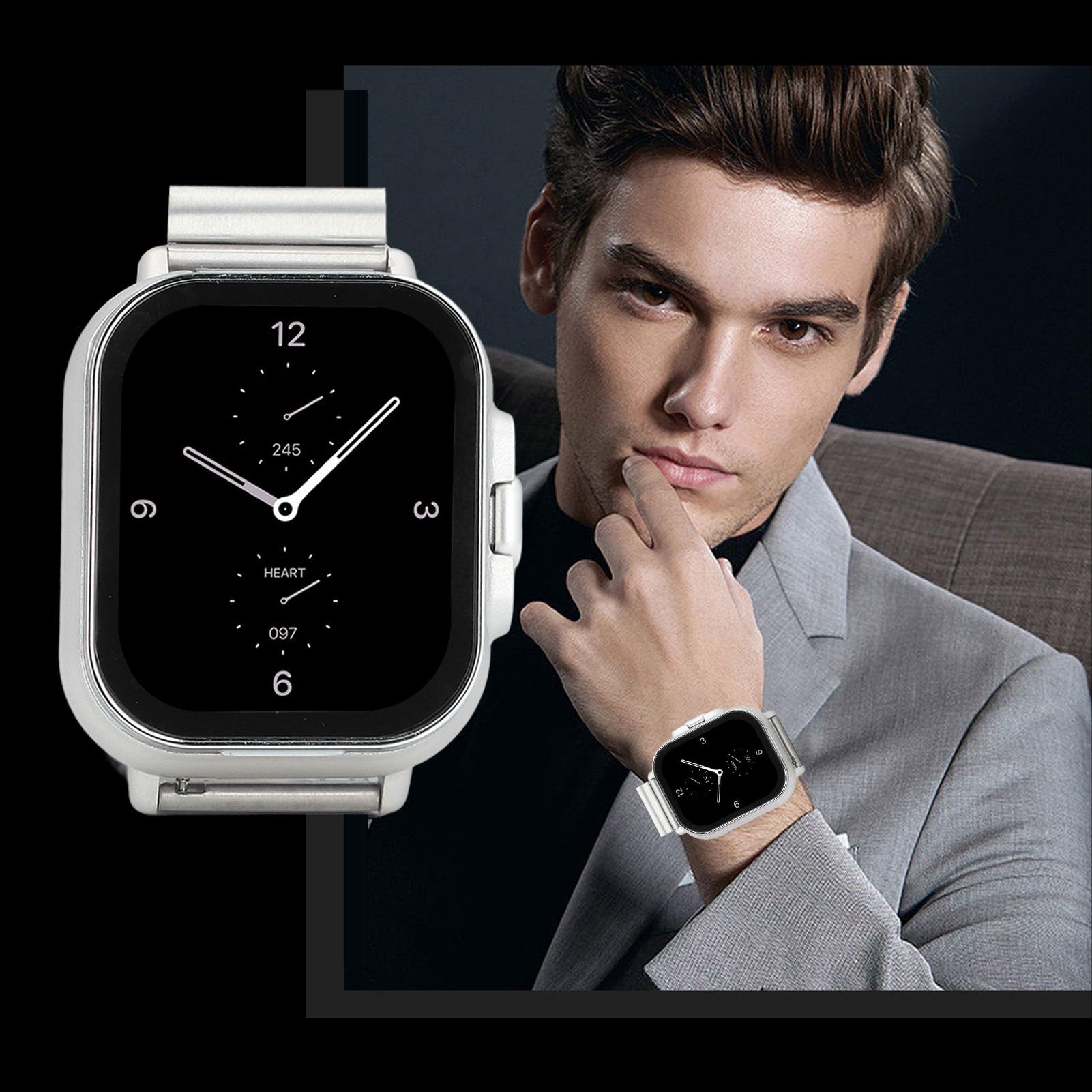Jectse Montre Intelligente avec écouteurs, Montre de Sport NFC 2 en 1, Montre de Fitness avec écran TFT de 2,01 Pouces, Prend en Charge la Notification de Messagerie, (Coque argentée