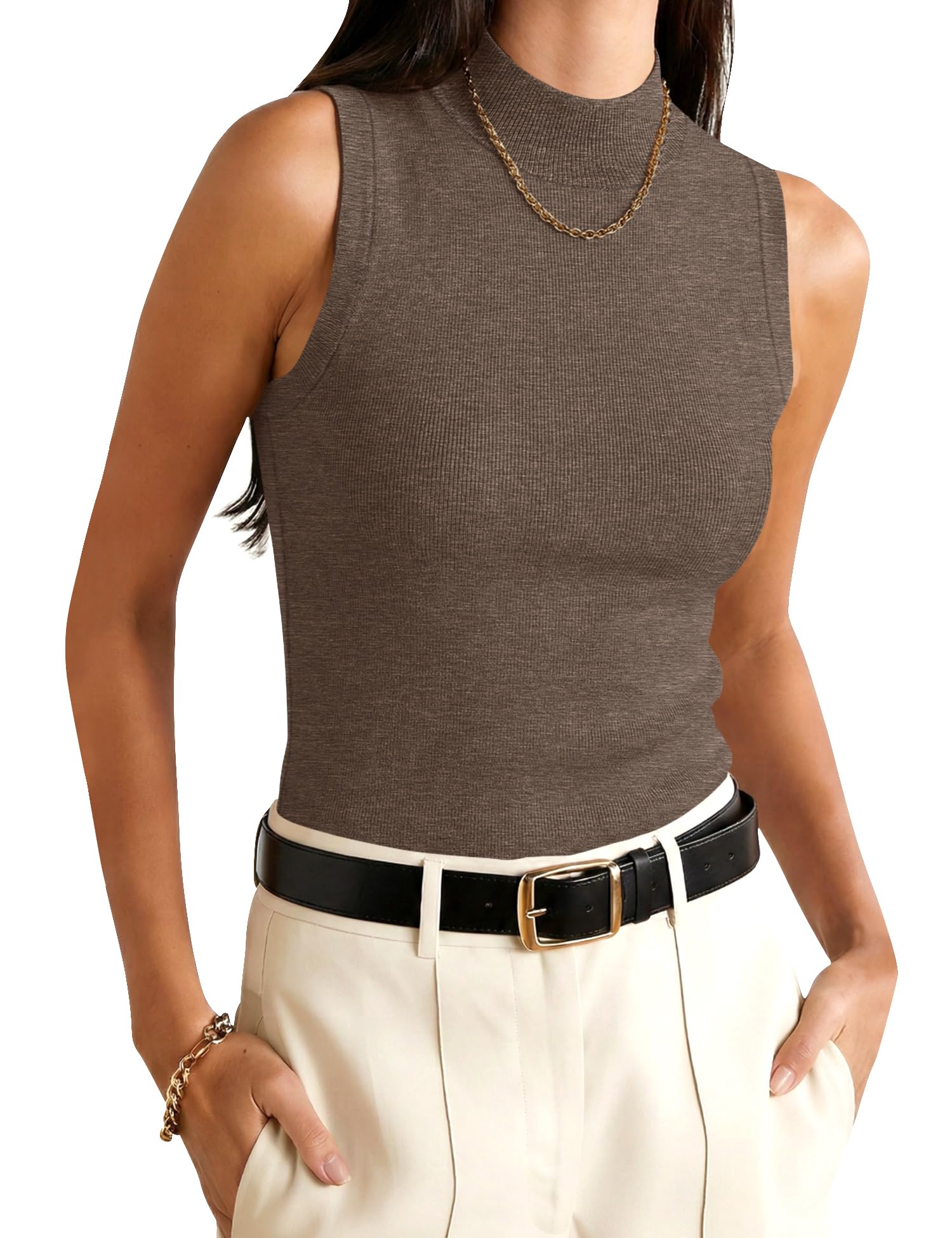 Womens Wool Blend Lightweight Sweater Vest Mock Neck Tank Top Soft Business Casual Outfits 2026-image-9