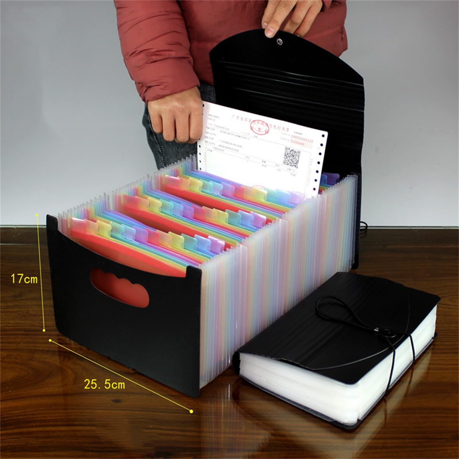 Carpetas de Archivos Bolsa de órganos para Documentos A5 Bolsa de clasificación de facturas Multicapa para la Escuela, la Oficina y el hogar (Negro 2,48 Capas)