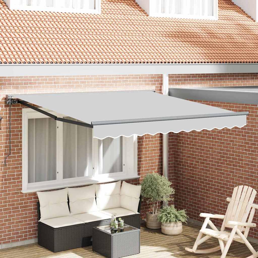 Markisenrahmen verstellbar Anthrazit 350 x 250 cm für Terrasse Garten aus pulverbeschichtetem Stahl mit Kurbel