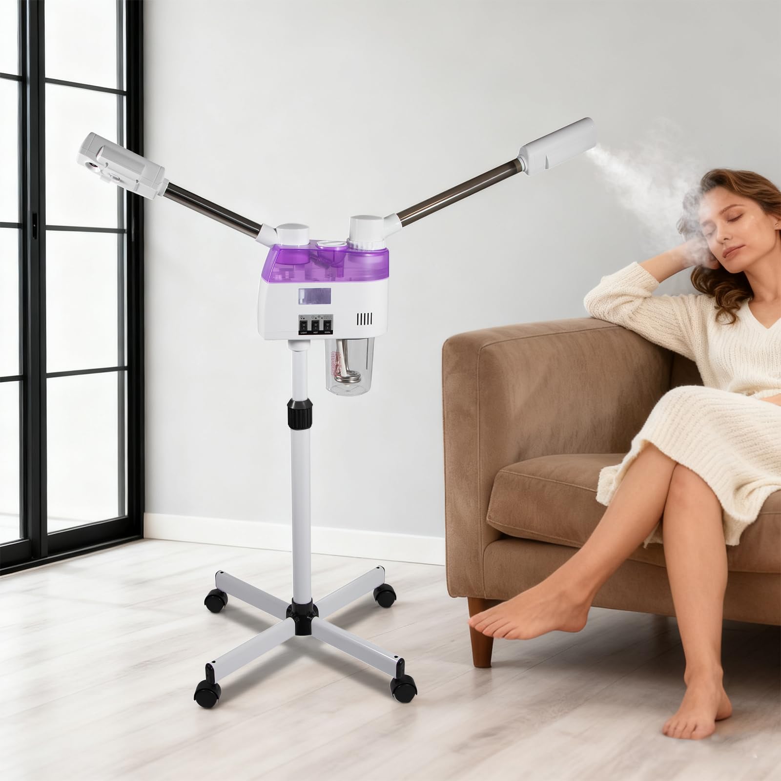 Vaporizador facial con función de frío/calor, vaporizador facial con nanotecnología y lámpara UV – Vaporizador facial para limpieza de poros, depósito de 800 W, depósito de 680 ml, sauna facial de