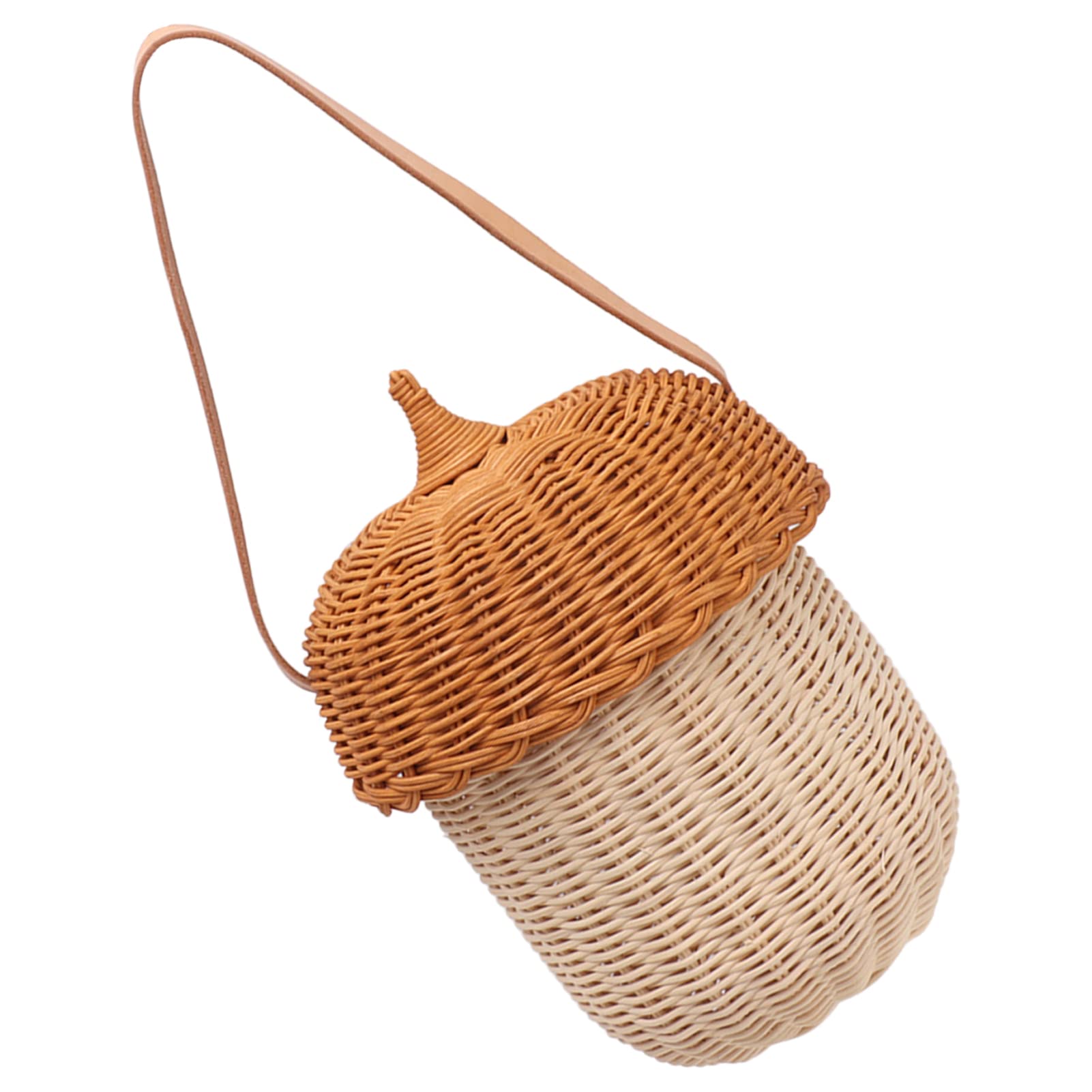 Tissting Panier En Rotin Tissé Main 25 x 18 x 15 cm/9.8 x 7.1 x 5.9 Pouces Rangement Décoratif - Panier En Rotin Forme Gland Pour Enfants Décoration Murale Accessoire Photographie Plage Été