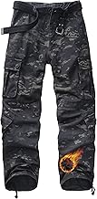 Men's Fleece Lined Hiking Trousers Thermal Tactical Work Trousers Winter Windproof Cargo Pants with Multi Pockets