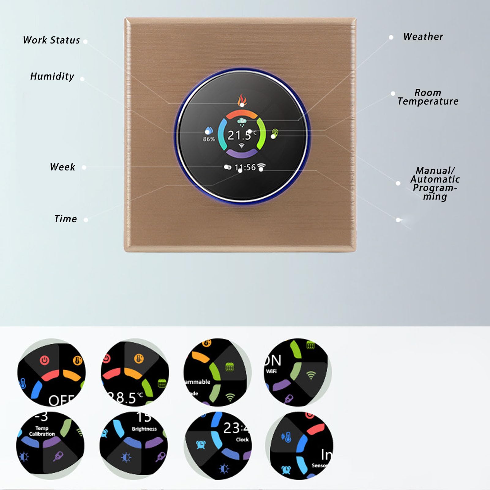Fafeicy Termostato Intelligente, Termostato WiFi con Display Digitale a Colori e Schermo Touch for di Riscaldamento a Pavimento Ad Acqua