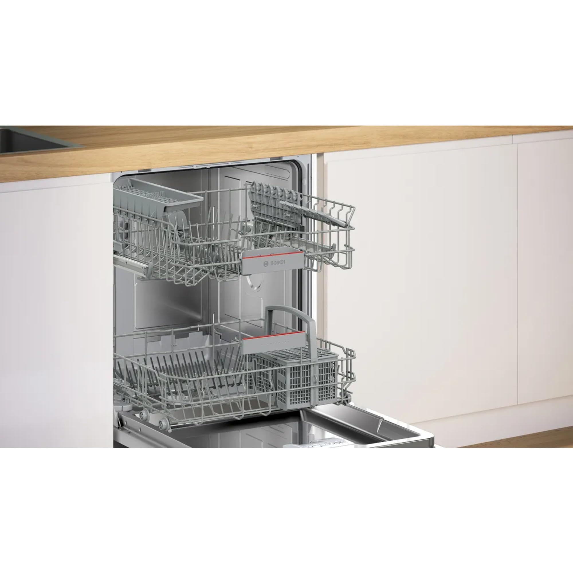 Bosch SMI4ETS08E Serie 4 - Lavavajillas inteligente parcialmente integrado (60 cm, cesta para cubiertos, lavavajillas con asistente de programación, muy silencioso, cesta superior regulable en altura,