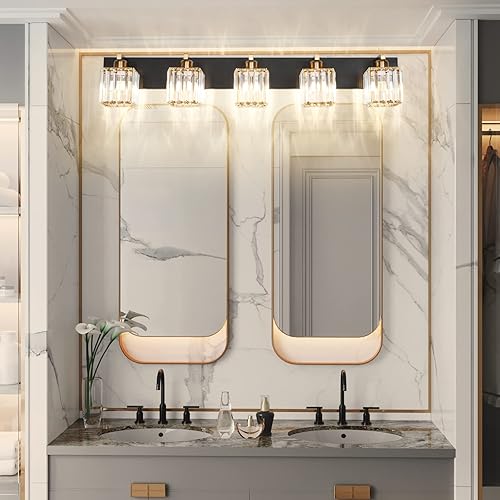 Miniatura 6 de Aipsun Moderna lámpara de tocador de baño, 5 lámparas de cristal para tocador de baño (excluir bombilla)